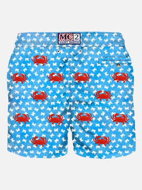 Costume da bagno da uomo in tessuto leggero con ricamo granchi