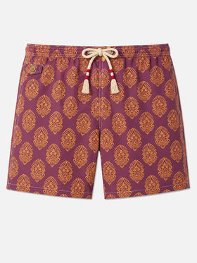 Leichte Badehose aus Stoff, Modell Lighting 70, mit indischem Muster