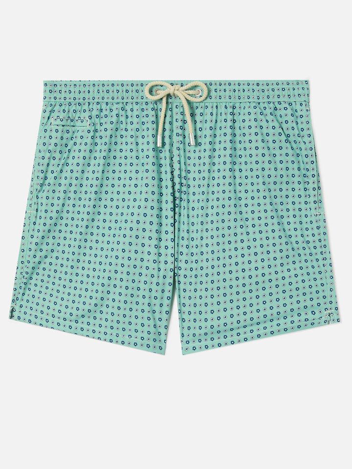Light green Lighting Micro swim shorts with all-over geometric print