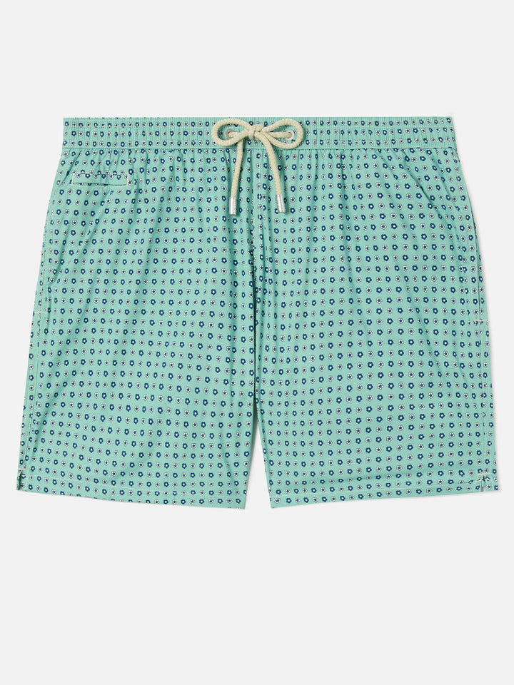 Light green Lighting Micro swim shorts with all-over geometric print
