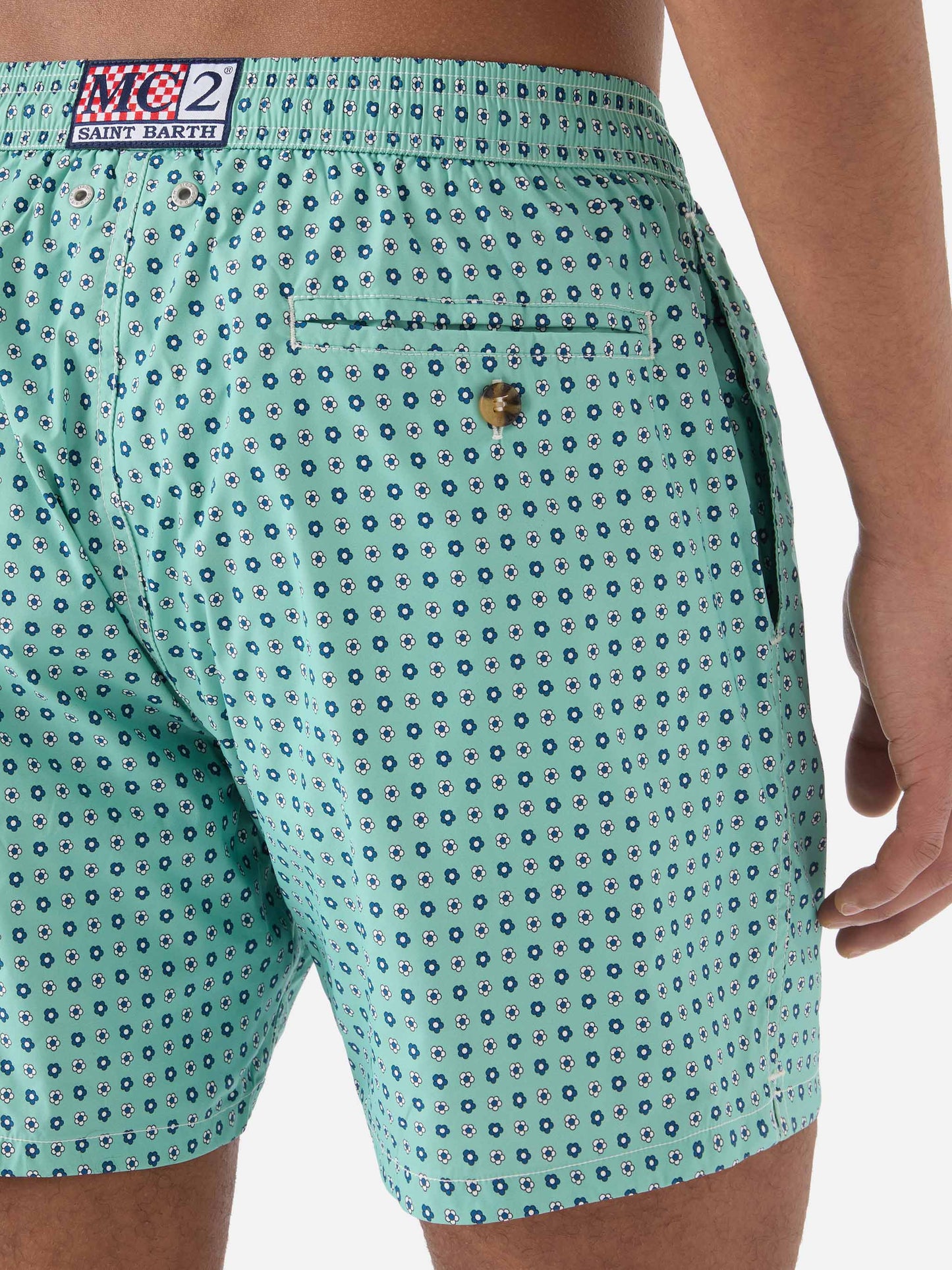 Light green Lighting Micro swim shorts with all-over geometric print