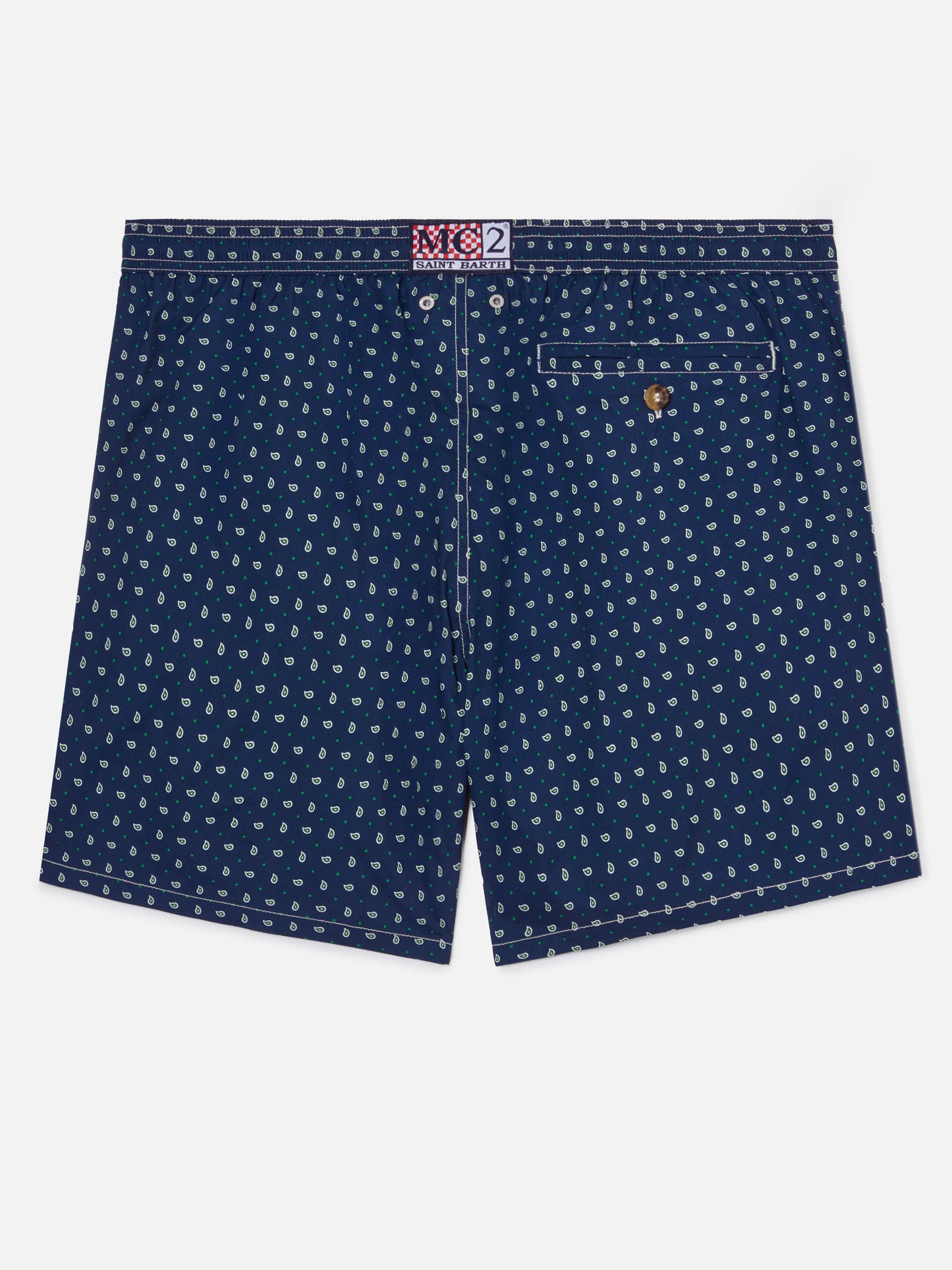 Navy Lighting Micro swim shorts with all-over paisley print