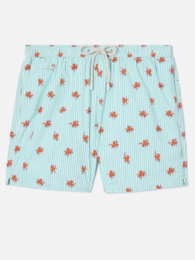 Green striped Lighting Micro swim shorts with all-over octopus print
