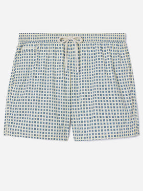 Lighting Micro white swim shorts with all-over geometric print