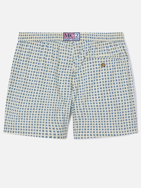 Lighting Micro white swim shorts with all-over geometric print