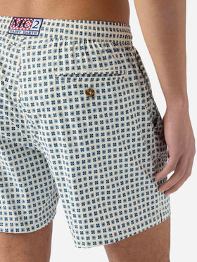 Lighting Micro white swim shorts with all-over geometric print