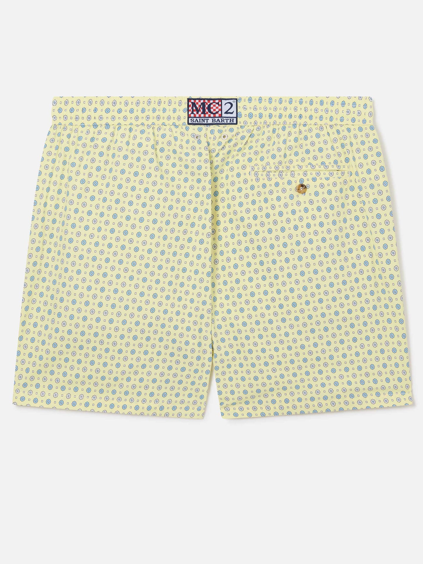 Yellow Lighting Micro swim shorts with all-over geometric print