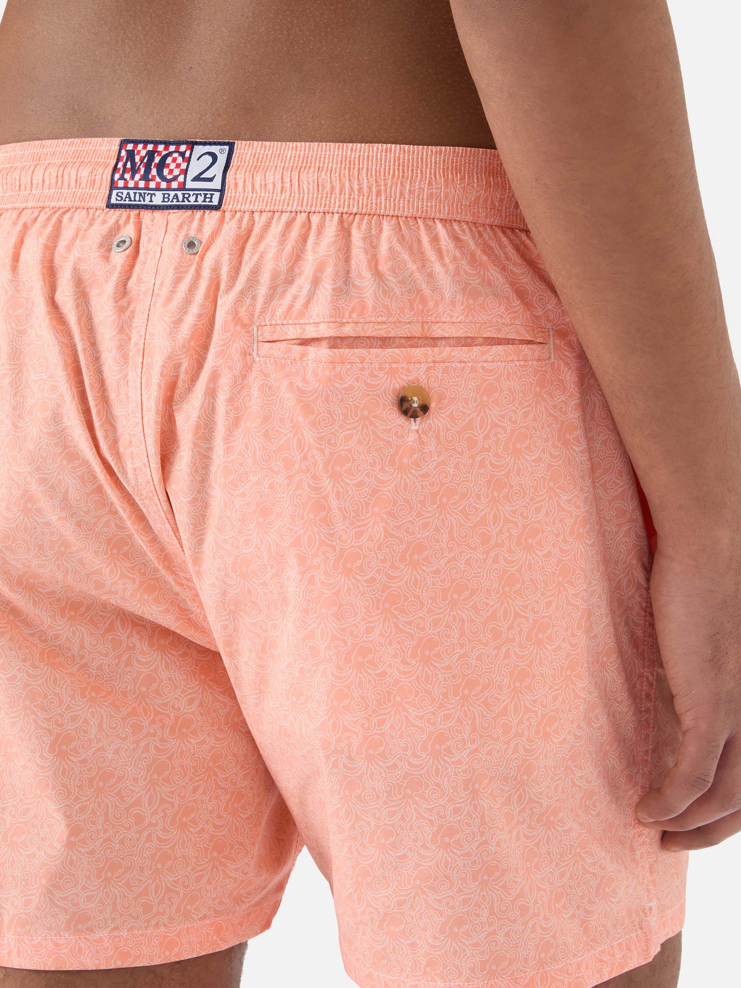 Orange Lighting Micro swim shorts with all-over octopus print