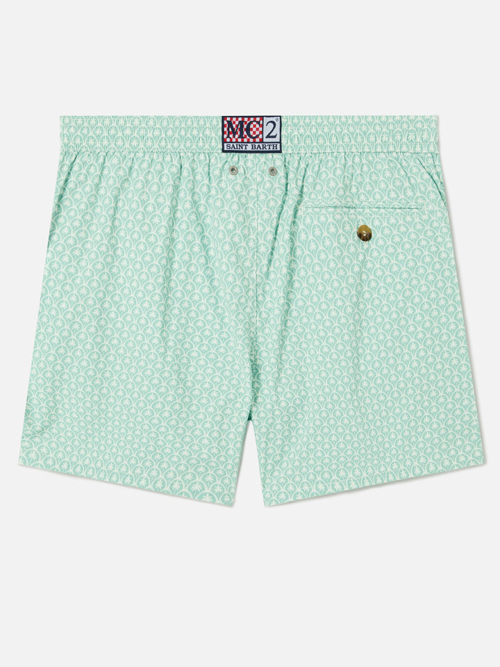 Green Lighting Micro swim shorts with all-over palm print