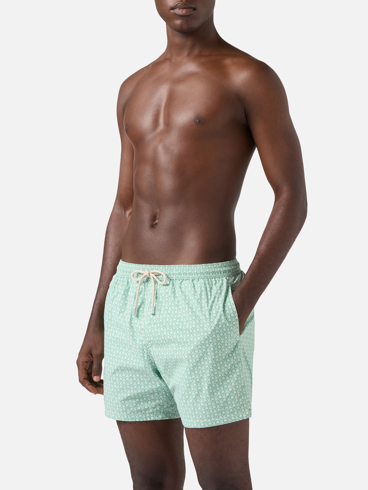 Green Lighting Micro swim shorts with all-over palm print