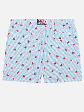Bañador corto Light blue Lighting Micro Stretch con estampado integral Starfish Stripes 