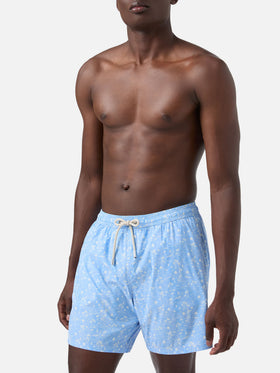 Light blue Lighting Micro swim shorts with tropical print