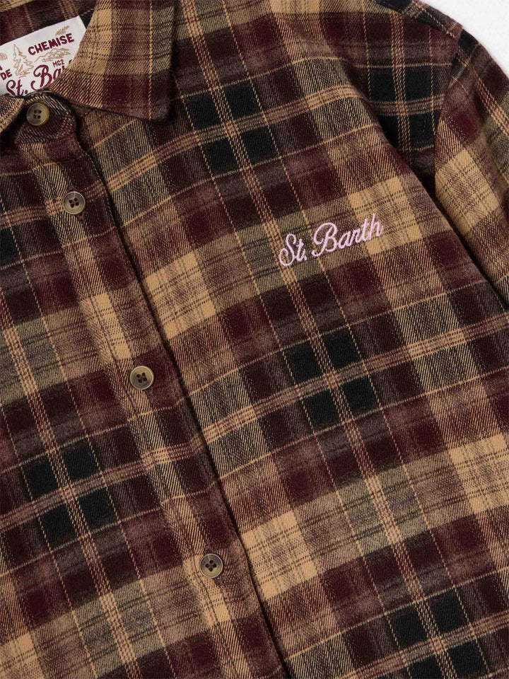 Brown Lully flannel shirt with back Hello Kitty embroidery | Special edition