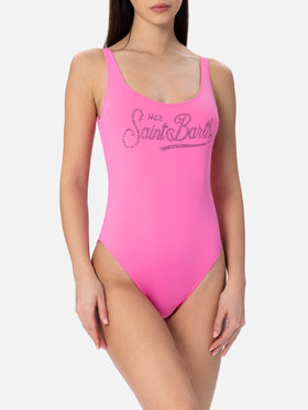 Costume intero da donna Lora con schiena scoperta e strass
