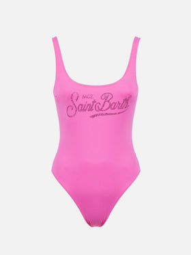 Costume intero da donna Lora con schiena scoperta e strass