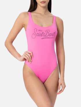 Costume intero da donna Lora con schiena scoperta e strass