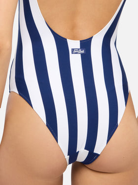 Lora scoopback one-piece swimsuit with striped print