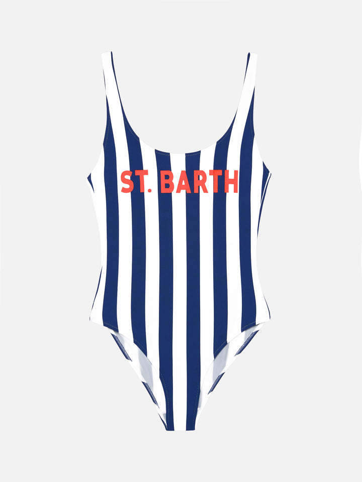 Lora scoopback one-piece swimsuit with striped print