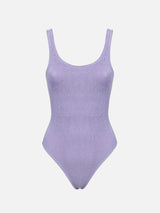 Woman lilac lurex crinkle one piece swimsuit Lora