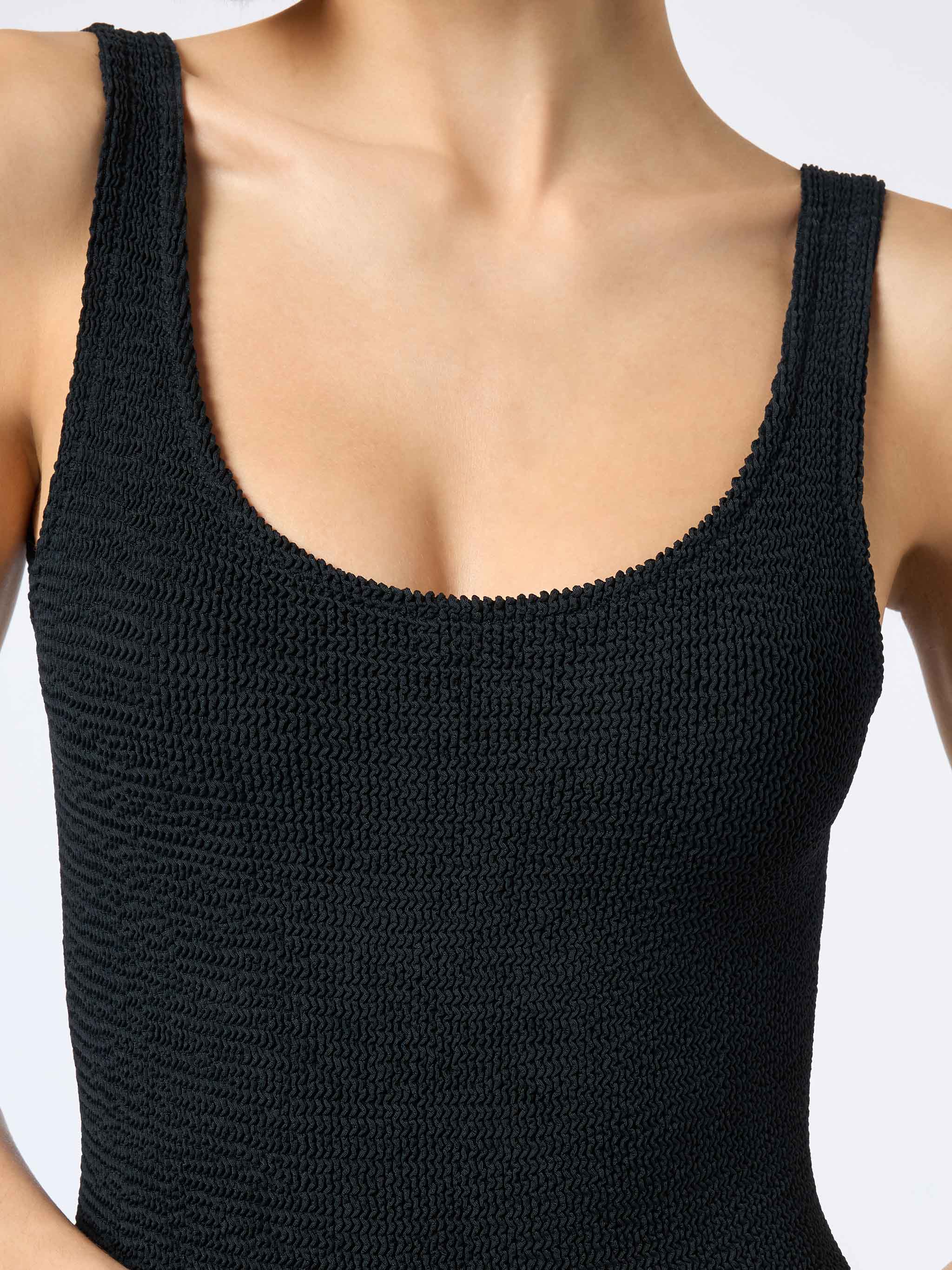 Lora black crinkle one-piece swimsuit – MC2 Saint Barth