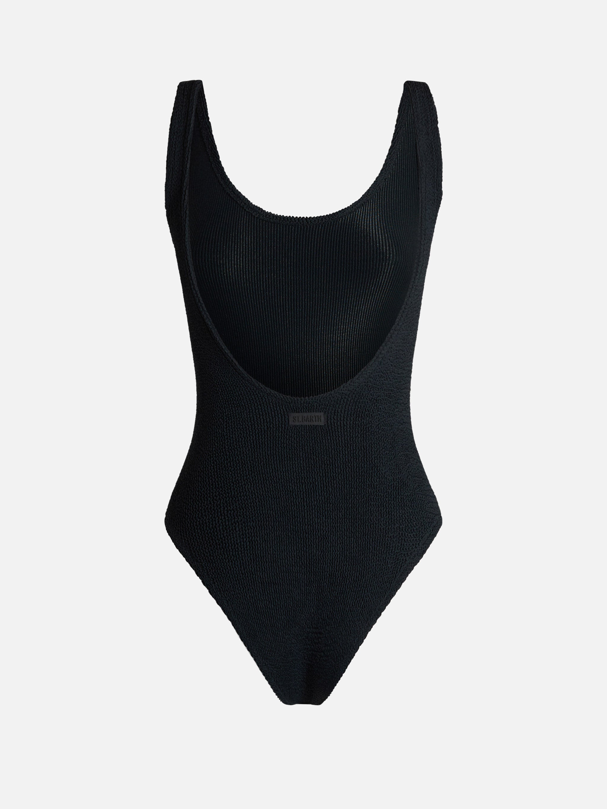 Lora black crinkle one-piece swimsuit – MC2 Saint Barth