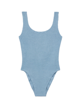 Einteiliger Badeanzug Lora Crinkle Lurex Avioblau