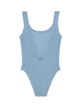 Einteiliger Badeanzug Lora Crinkle Lurex Avioblau