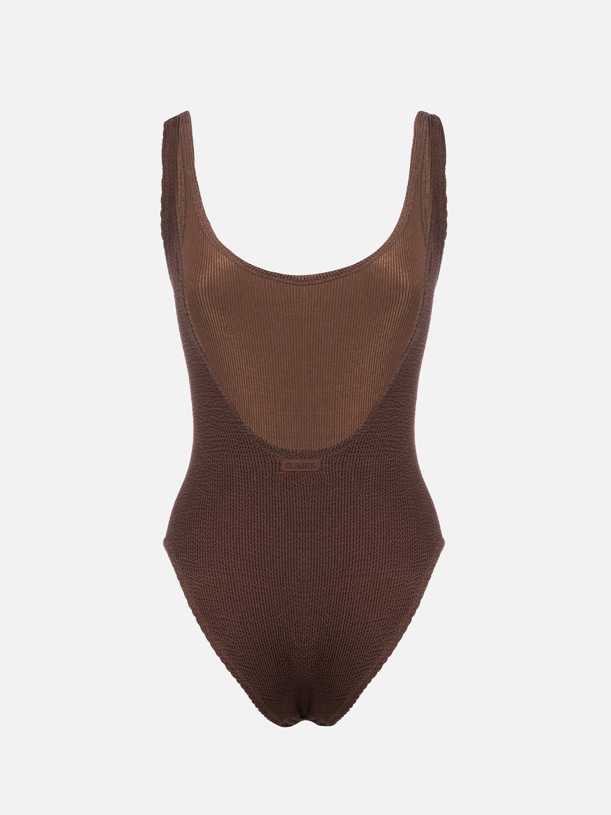 Brauner Crinkle-Einteiler-Badeanzug für Damen Lora
