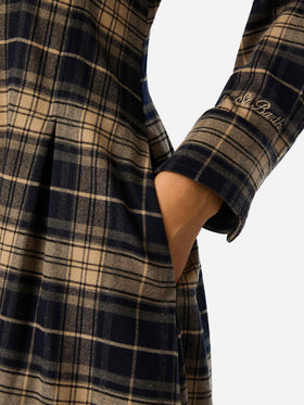 Alys flannel long shirt dress with tartan pattern