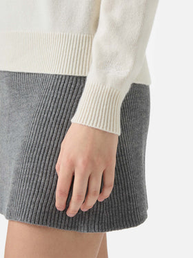 Louise cashmere sweater in white with St. Moritz rhinestone appliqué