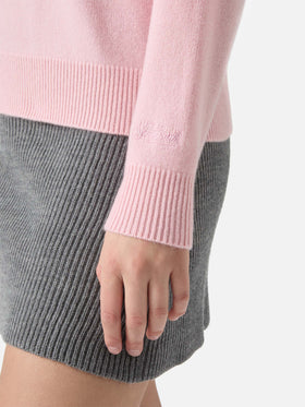 Louise cashmere sweater in pink with St. Moritz rhinestone appliqué