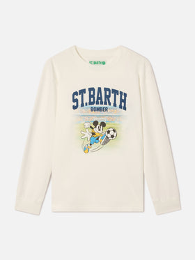T-shirt Luton bianca a manica lunga in cotone organico con stampa Topolino | Special edition