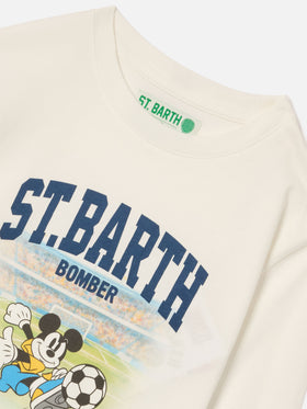 T-shirt Luton bianca a manica lunga in cotone organico con stampa Topolino | Special edition