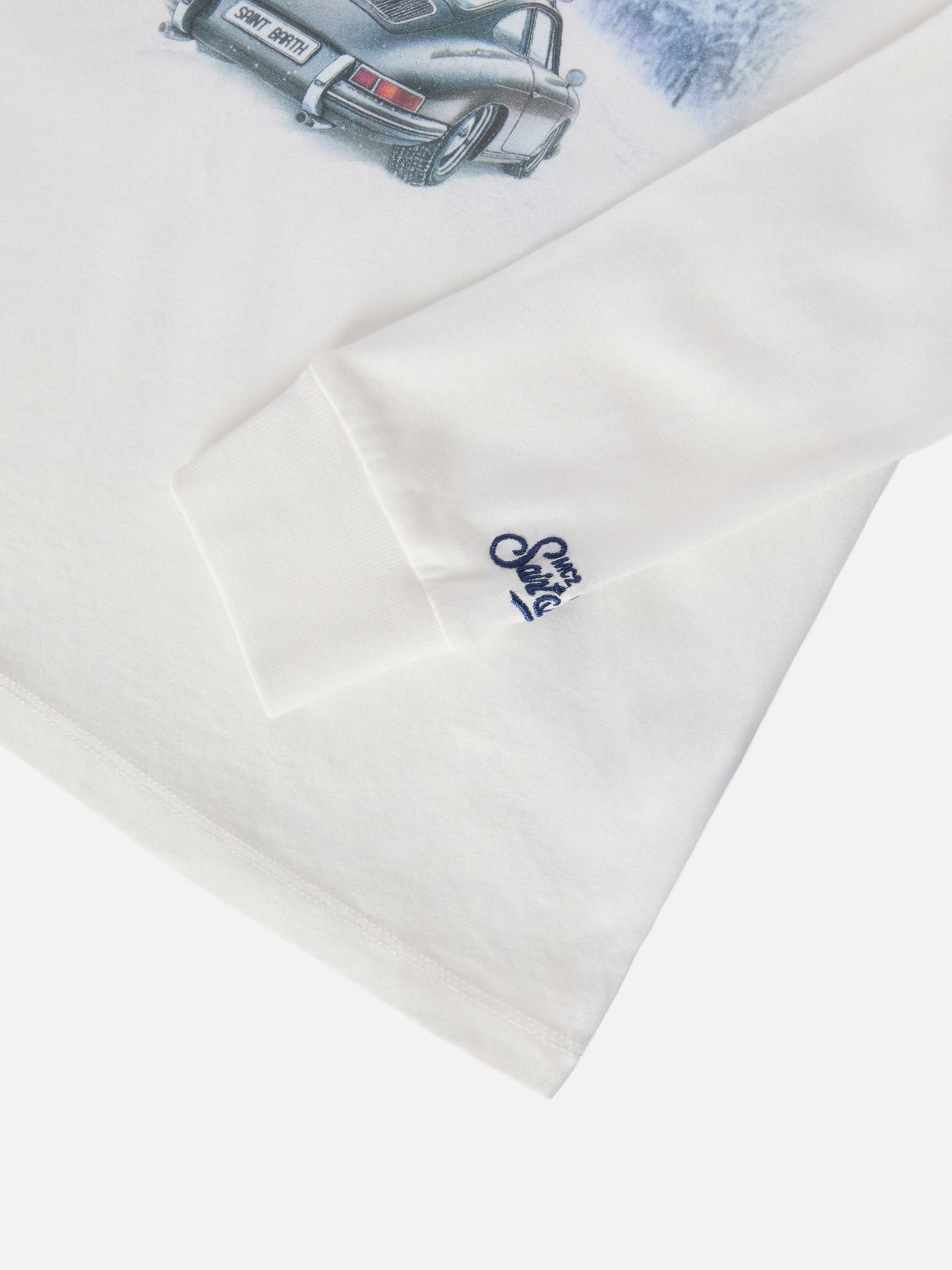 T-shirt Luton in cotone invernale bianco a maniche lunghe con ricamo Cortina 1983 e stampa Cortina