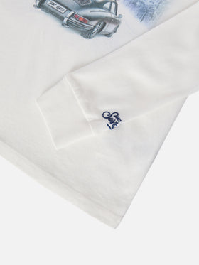 T-shirt Luton in cotone invernale bianco a maniche lunghe con ricamo Cortina 1983 e stampa Cortina