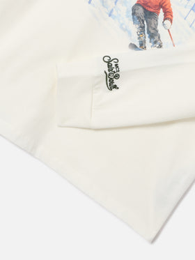 Weißes Langarm-T-Shirt aus Bio-Baumwolle in Luton mit St. Moritz-Print | Special edition 