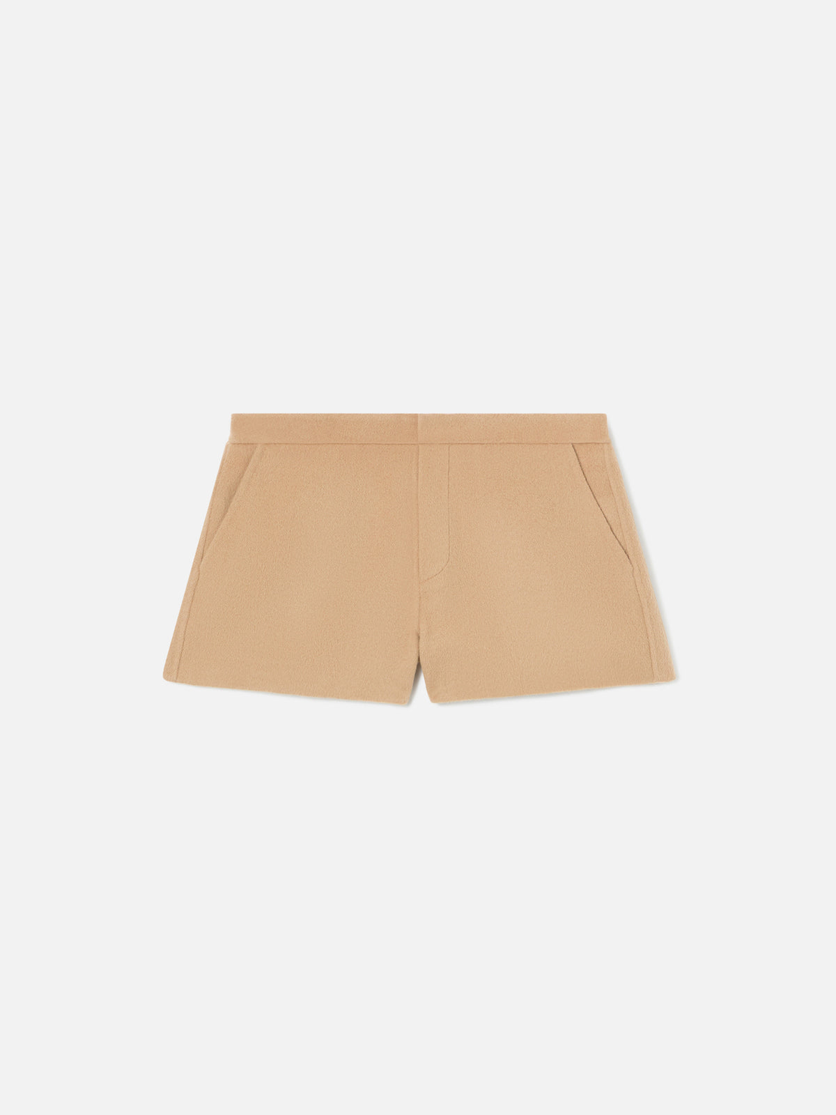Beige Elva double fabric wool blend shorts