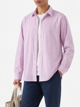 Camicia in cotone a righe rosa Levanzo