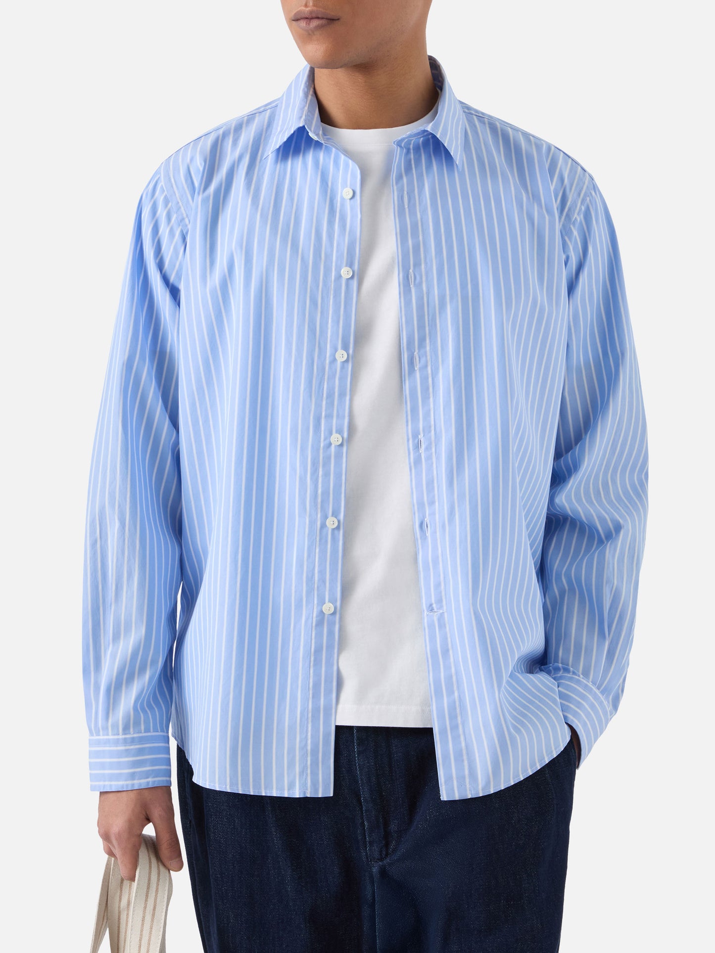 Camicia Levanzo in cotone a righe azzurre
