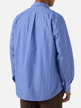 Camicia Levanzo in cotone a righe blu