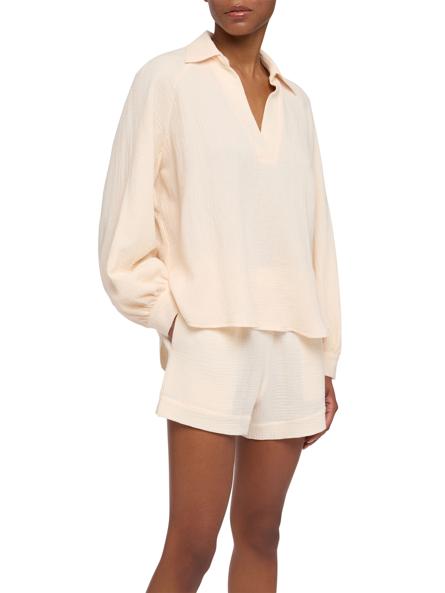 Maira cremefarbene Musselinbluse