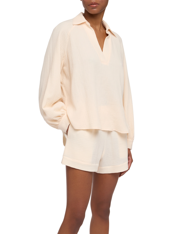Maira cremefarbene Musselinbluse