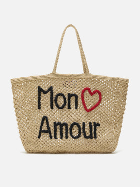 Mon Amour jute bag with handcrafted embroidery