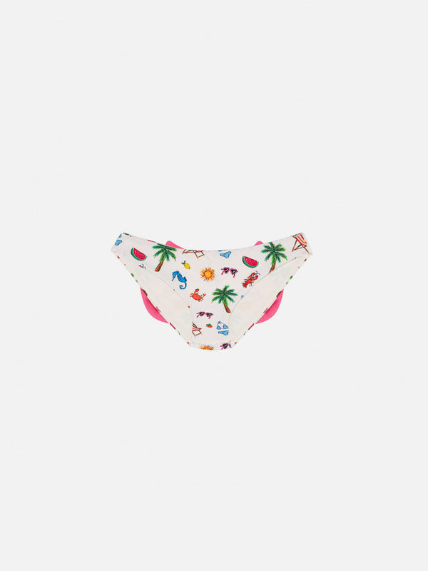 Madame swim briefs with bow and summer sketch print