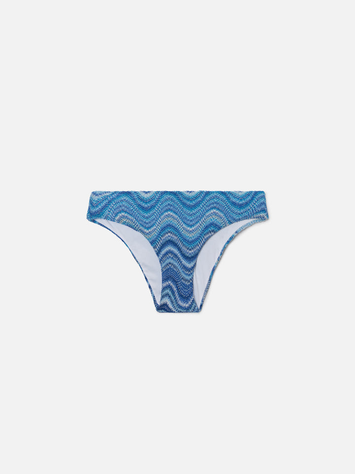 Slip mare Madame in raschel con motivo onde nei toni dell’azzurro