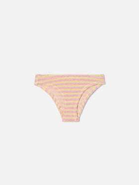 Slip mare Madame in tessuto crinkle a righe rosa e gialle