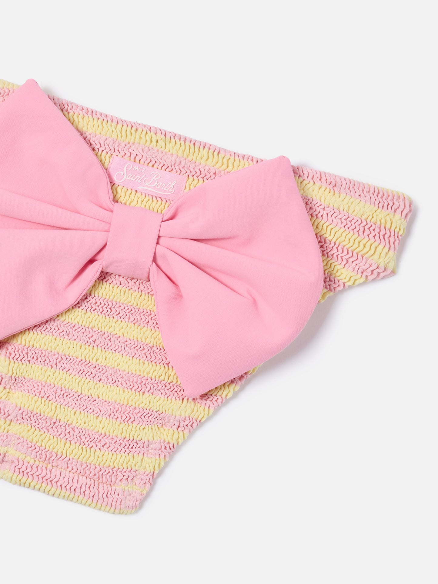 Slip mare Madame in tessuto crinkle a righe rosa e gialle
