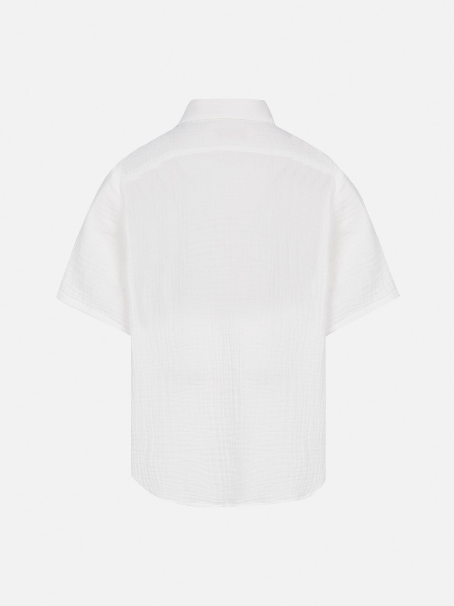 White cotton gauze polo shirt Madeira