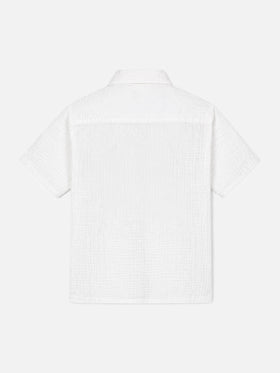 Weißes Poloshirt aus Baumwollgaze Madeira 
