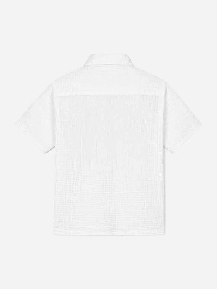 Polo en gasa de algodón blanco Madeira 